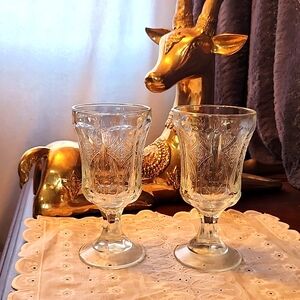 Set of 2 - Vintage Indiana Glass water goblets